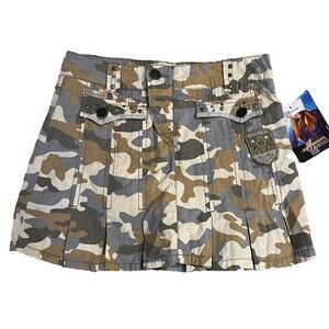 NWT Vintage Girls Size 12 Hannah Montana Camo Glitter Skirt Skort Rock Star NEW
